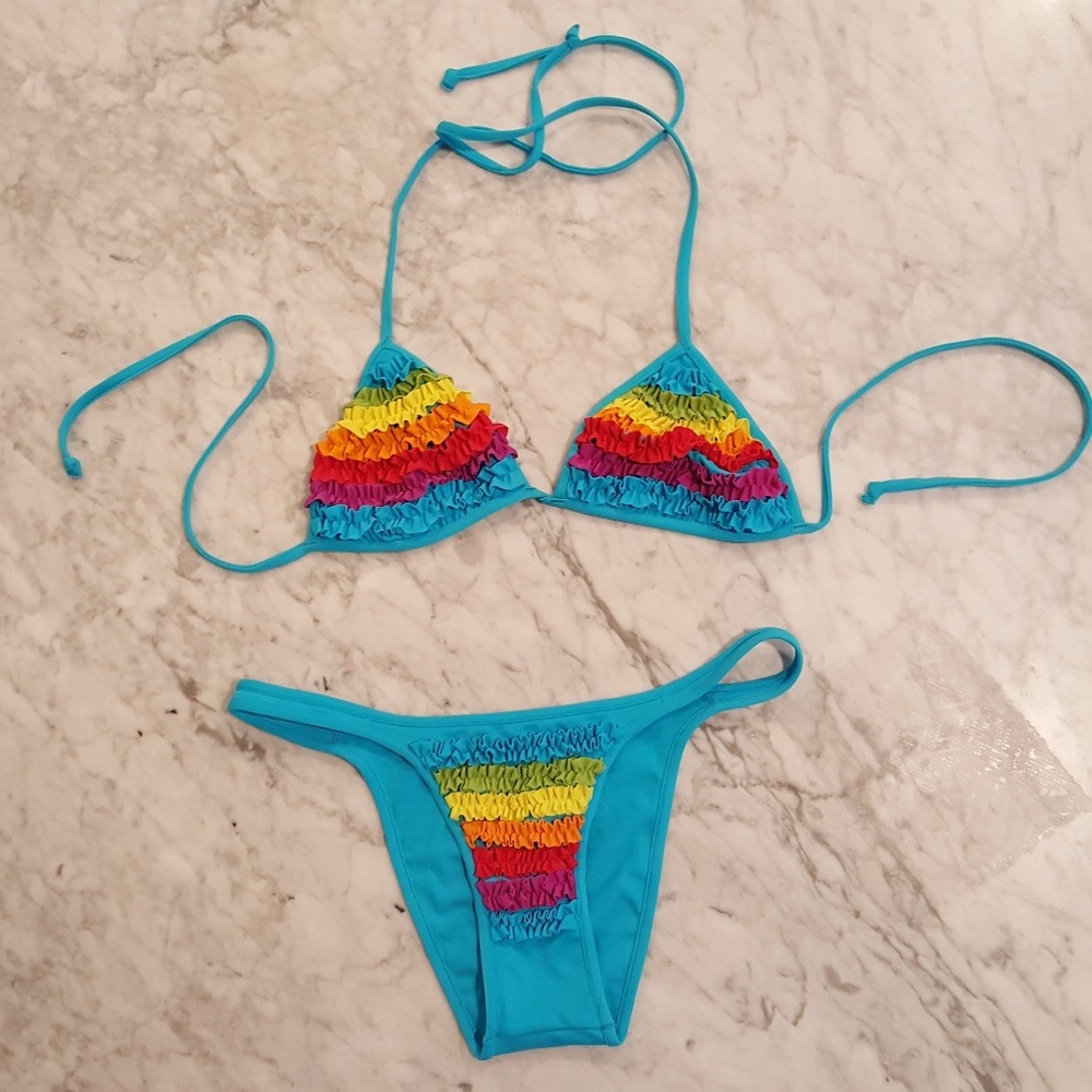 Victoria's Secret Bright Ruffle Bikini Size Small